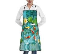 QAZWZML Tablier japonais imprimé carpe rouge, tablier réglable avec poches, adapté pour la cuisine, le jardinage et la cuisine.