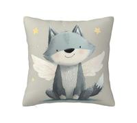 QAZWZML Taie d'oreiller en peluche 61 x 61 cm - Coussin doux sans coussin | Housse de coussin décorative avec fermeture éclair dissimulée - Motif étoiles et chiens bleus - Pour canapé