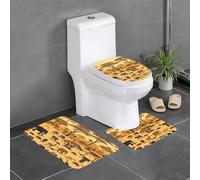 QAZWZML Tapis de salle de bain imprimé animaux de prairie africaine, 3 pièces, y compris une housse de siège de toilette en forme de U, un tapis de sol et une housse de siège torique