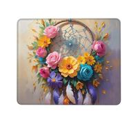 QAZWZML Tapis de souris de bureau avec motif attrape-rêves et fleurs - 21,1 x 26,2 cm