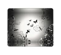 QAZWZML Tapis de souris de bureau imprimé papillons noirs et gris, tapis de souris de bureau adapté pour le bureau et les jeux, 21,1 x 26,2 cm