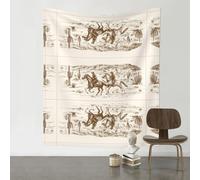 QAZWZML Tapisserie à motif cactus du désert occidental avec cowboys chevaux, 152,4 x 129,5 cm, décoration murale, peut être utilisée comme décoration murale, couverture de pique-nique ou tapis.