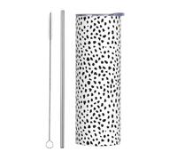 QAZWZML Tasse de voyage en acier inoxydable à pois noirs avec un corps droit imprimé, convient pour les boissons chaudes et froides