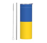 QAZWZML Tasse de voyage en acier inoxydable avec motif drapeau de l'Ukraine - Corps droit imprimé - Convient pour les boissons chaudes et froides