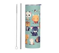 QAZWZML Tasse de voyage en acier inoxydable avec un corps droit imprimé adapté pour les boissons chaudes et froides