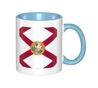 QAZWZML Tasse en céramique à motif drapeau de la Floride avec poignée incurvée, adaptée pour le bureau et la maison.
