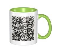 QAZWZML Tasse verte en céramique à motif de football avec poignée incurvée, adaptée pour la maison, le bureau et le restaurant.