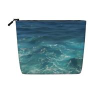 QAZWZML The Deep Ocean Trousse de maquillage portable en faux lin avec fermeture éclair