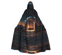 QAZWZML The entrance to the dream Cape à capuche imprimée festive Halloween adulte cape à capuche sans fermeture éclair adaptée pour les fêtes de vacances et le cosplay