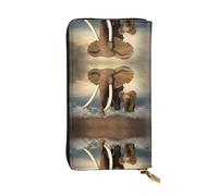 QAZWZML The Sea Pochette imprimée éléphants et bébés éléphants, unisexe, sac de rangement pour pièces de monnaie, convient pour les voyages et un usage quotidien