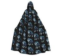 QAZWZML Topo Map Wolf Pack Cape à capuche élégante à motifs, cape chaude adaptée pour les fêtes de vacances, les danses ou les rassemblements.