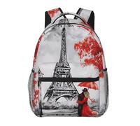 QAZWZML Tour Eiffel Paris Painting Sac à dos pour ordinateur portable - Sac à dos léger pour voyage, randonnée, affaires, camping et gym