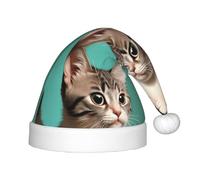 QAZWZML Un chapeau de Noël à motif de chat curieux, chapeau décoratif pour enfants, adapté pour les fêtes de vacances et le Nouvel An