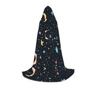QAZWZML Une cape à capuche colorée imprimée ciel étoilé de taille moyenne, costume de cosplay, parfaite pour les déguisements et les fêtes de fin d'année