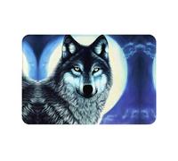 QAZWZML uubnkaa Tapis de bienvenue Wolf Under Moon - 40,6 x 61 cm - Tapis absorbant pour porte de salle de bain et cuisine