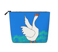 QAZWZML White Goose spread its wings Printed Single Layer Faux Linen Cosmetic Bag Portable Zipper Cosmetic Bag Travel Accessory