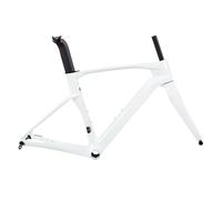 QAZXDRFG Cadre de vélo de Route 700C 43,5/46/48/50/52/54/56 cm, Cadre de Cyclocross en Fibre de Carbone, Freins à Disque, axe traversant F12 100 mm R12 142 mm (Blanc, 46 cm)