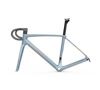 QAZXDRFG Cadre de vélo de Route en Fibre de Carbone 700C 48/51/54/56 cm, Cadre de VTT Semi-Rigide, routage Interne QR (Gris argenté, 54 cm)
