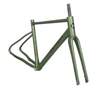 QAZXDRFG Cadre de vélo de Route Gravel 700C 46 cm 48 cm 50 cm en Alliage d'aluminium avec Freins à Disque et axe traversant F12 x 100 mm R12 x 142 mm, Fourche en Fibre de Carbone (Vert, 50 cm)