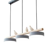 QAZXDRFG Suspension LED Moderne Noire pour îlot de Cuisine, luminaire Suspendu linéaire, Style Oiseau, 3 lumières, en métal, Industriel, en Bois, pour Cuisine, îlot, Salle à Manger, Ferme