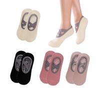 QBEJIME 4 Paires Chaussettes Pilates Femme, Chaussette Antidérapante, Chaussette Yoga Antidérapante, Pilates Reformer Socks, Pour Danse, Ballet, Fitness Spor