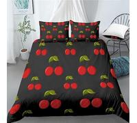 QBIDCSX Housse de Couette 140x200 cm Enfant Kirschen Parure de Lit 1 Personnes avec Fermeture Éclair Doux Respirant Confortable Microfibre Housse de Couette et 2 Taie d'oreiller 65x65 cm