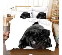 QBIDCSX Housse de Couette 160x200 cm Enfant Carlin Parure de Lit 1 Personne avec Fermeture Éclair Confortable Respirant 110gsm Microfibre Housse de Couette et 1 Taie d'oreiller 65x65 cm