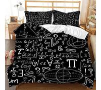 QBIDCSX Housse de Couette 200x200 Adulte Enfant Mathématiques Parure de Lit 1 Personnes en Microfibre, Ensemble de Literie avec 1 Housse de Couette et 2 Taie d'oreiller 65x65 cm