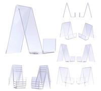 Qbily Lot de 10 supports de livre en acrylique transparent pour livres, album, CD, magazines, cartes postales, images, assiettes, téléphone, tablette (L x l x H) : 8,9 x 7,5 x 10,5 cm