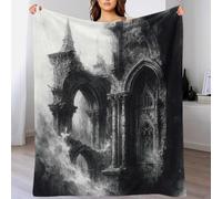 QBIREX Couverture en Flanelle imprimée en 3D, Motif Architecture Gothique en ruine, Style Simple, Cadeau de Noël, 180 x 200 cm