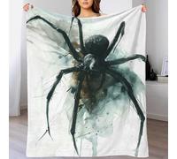 QBIREX Couverture imprimée 3D Motif araignée Aquarelle, Cadeau de Noël, Couverture en Peluche pour Adulte, Toutes Saisons, 150 x 200 cm