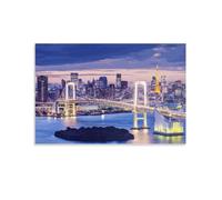 QBIREX Décoration murale de nuit de la ville de Tokyo, Japon, pour salon, chambre à coucher, 50 x 75 cm