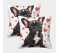 QBIREX Lot de 2 taies d'oreiller Standard de Luxe pour Mariage, Motif Chiens et Amour, 45 x 45 cm