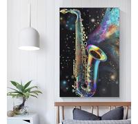 QBIREX Toile murale colorée représentant un saxophone, idéale pour une chambre à coucher, un salon, une fête d'anniversaire, un enfant, une fille ou un garçon, 40 x 60 cm