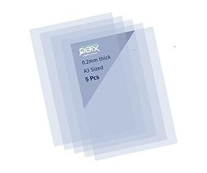 QBIX Feuilles de Mylar - Feuilles de pochoir en plastique 5pcs - Feuilles A3 transparentes de 0,2 mm - Pochoir-art bricolage adaptée à la découpe