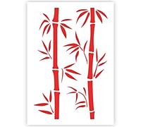 QBIX Pochoir en bambou - Pochoir branche de bambou - Pochoir feuilles de bambou - Taille A5 - Pochoir bricolage réutilisable pour les enfants, pour peinture, pâtisserie, travaux manuels, mur