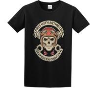 QBKCLP ERSAN Men's Sons with Arthritis Motorbike Club MC Skull Pistons Outlaw SOA O Neck T T-Shirts à Manches Courtes(XX-Large)