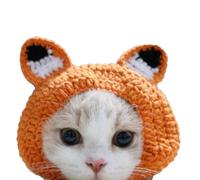 QBLEEV Chapeau pour animal domestique en laine tricotée à la main pour chien ou chat, accessoire de toilettage, vêtements pour chiot, ours en peluche, taille M, pour tour de tête de 32 cm à 35 cm