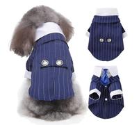 QBLEEV Costume noir pour chien, costume d'Halloween pour animal domestique avec nœud papillon, chemise de smoking formelle Boston, costume de mariée sombre pour chiots de petite, moyenne et grande