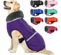QBLEEV Manteau d'hiver avec Doublure épaisse en Polaire, réfléchissant, Chaud et étanche, col roulé, pour Chien de Petite, Moyenne et Grande Tailles, Taille L