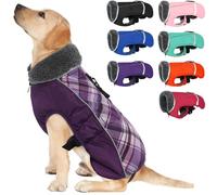 QBLEEV Manteau d'hiver pour grand chien avec doublure épaisse en polaire, chaud, imperméable et réfléchissant, col roulé, taille L