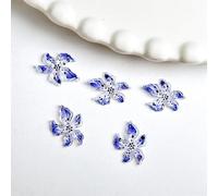 qbodp 100 Pièces Nail Art Accessoires Fleurs, Petits Ornements En Résine Charmes D'Ongles, 12mm × 16mm, Bleu Foncé