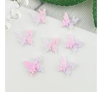 qbodp 100 Pièces Nail Art Accessoires, Papillon Bicolore, Petits Ornements En Résine Charmes D'Ongles, 12mm × 13mm, Rose Violet