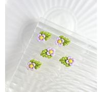 qbodp 100 Pièces Nail Art Accessoires, Petites Décorations En Résine Avec Feuilles Vertes Et Fleurs Charmes D'Ongles, 10mm × 8mm, Violet