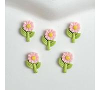 qbodp 100 Pièces Nail Art Accessoires, Petites Décorations En Résine En Forme De Fleur Rose Charmes D'Ongles, 8mm × 12mm