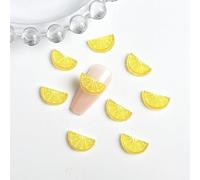 qbodp 100 Pièces Nail Art Accessoires, Tranches De Fruits, Petits Ornements, Décorations En Résine Charmes D'Ongles, 13mm × 7mm, Jaune