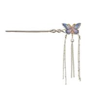 qbodp 2 Pièces,Bâtonnets À Cheveux Papillon Pour Petits Pains,Baguettes À Cheveux Décoratives À Pompon Pendantes Épingles À Cheveux Élégantes Pique Pour Les Cheveux Pour Cheveux Épais, Doré