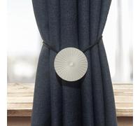 qbodp 2 Pièces Embrasses À Rideaux Magnétiques Puissantes, Embrasses Rondes en Métal pour Rideaux, Embrasses De Rideaux De Fenêtre Décoratives Élégantes, Argent