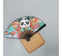 qbodp Éventails À Main Pliant De Style Chinois Modèle Double Face Éventail Pliant Motif Panda Éventails À Main Ventilateur Pliable Portable pour La Danse,La Fête,La Performance