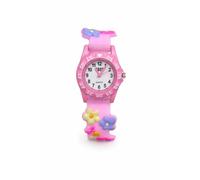 QBOS Montre analogique pour enfant fille - Montre pour enfant à partir de 3 ans, Rose/fleurs, Moderne